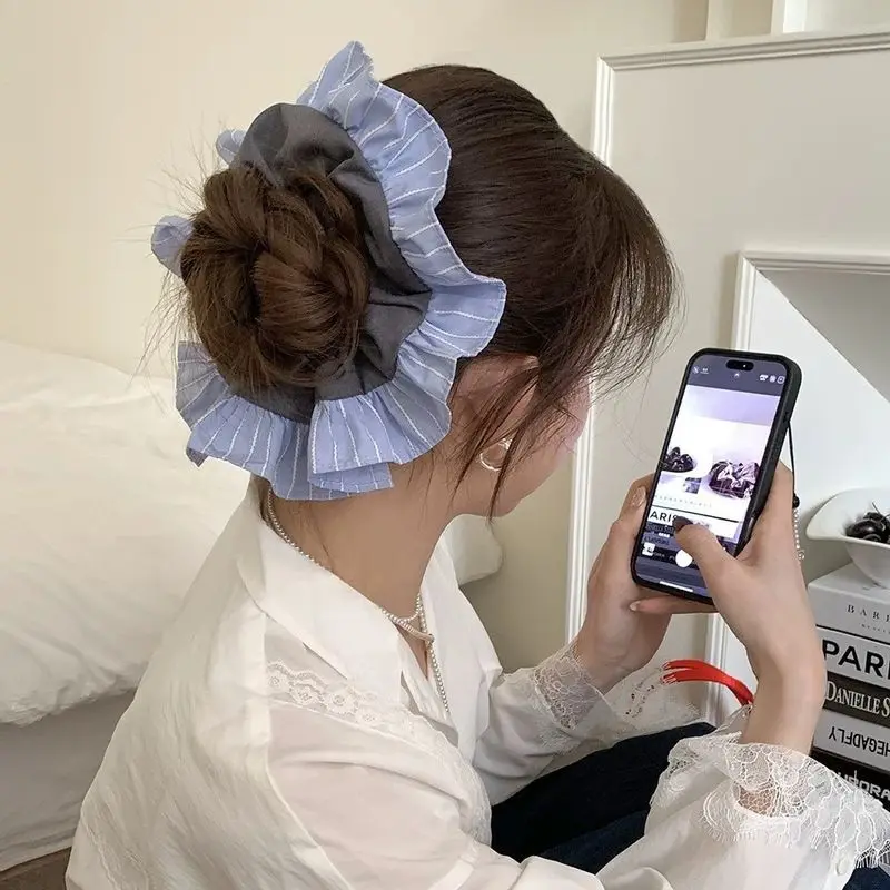 1pc Early Spring Fresh and Simple French Striped Hair Tie for a Minimalist Bun Back Bun Hairband New Design