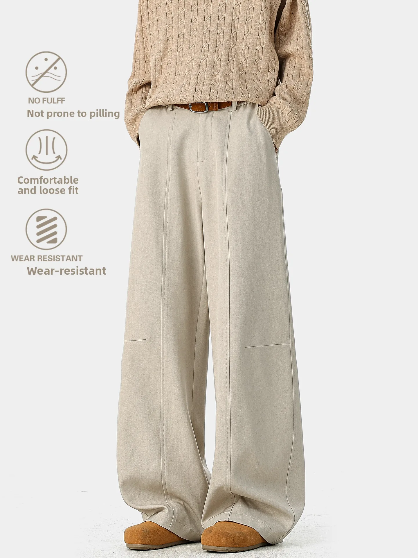 American Style Cleanfit Men's Casual Pants Straight Leg Drapey Wide Leg High Waist Commute Fashion Loose Fit Knife 