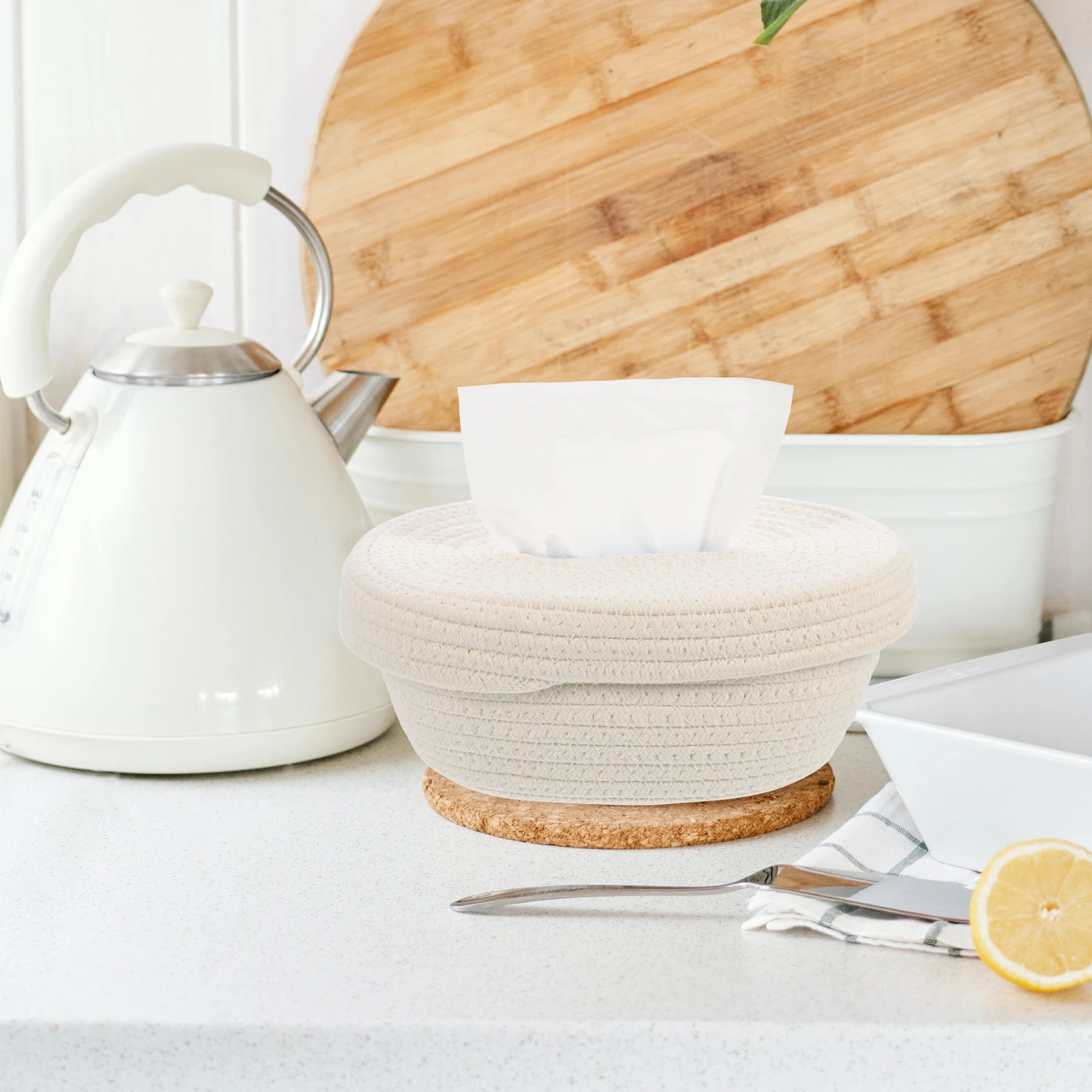 

Cotton Rope Tissue Holder Box Woven Storage Dispenser Simple Design Smooth Surface No Burrs Home Hotel Desktop Cafés