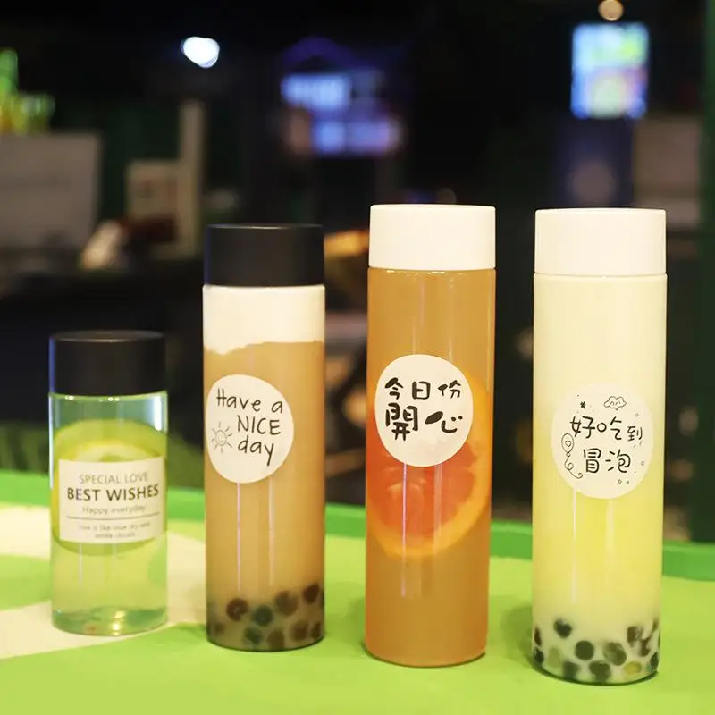 [MOA]400/500/600ML Transparent Round Juice Beverage Bottle Disposable Milk Tea Yogurt Plastic Bottles[MOA]