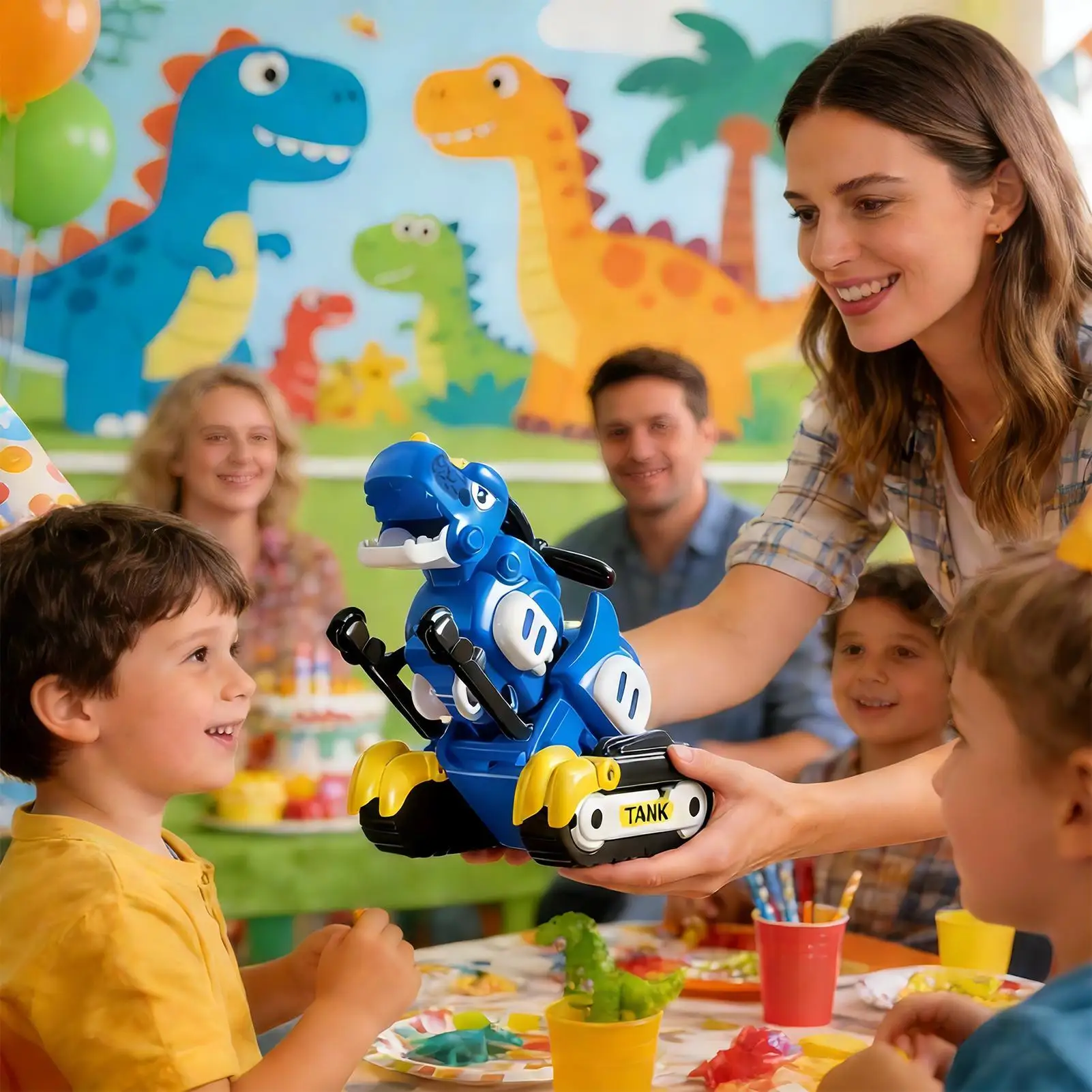 Collision Transforming Dinosaur Toy Educational Tank Model Transformation Figure Toys For Home Preschool Boys Girls Birthday