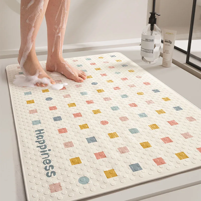 

Ins Style Shower Room Bathroom Non-Slip Mat Korean Hotel Pvc Bathing Massage Foot Pad Anti-Falling Sucker Floor Mat for Children