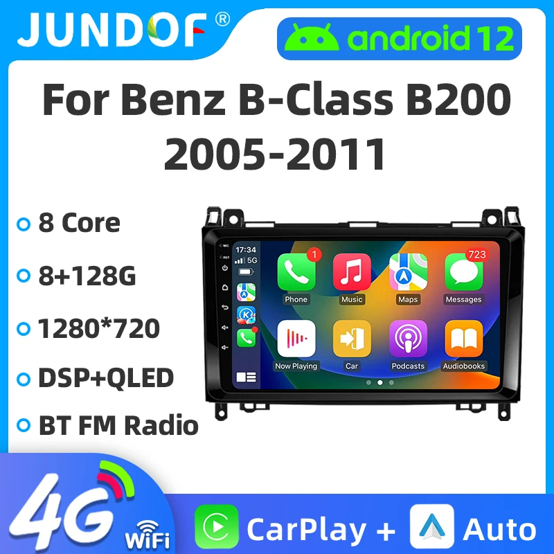 Jundof Android 12 Car Radio For Mercedes Benz B-Class B Class Viano Vito W245 B200 2005-2012 Carplay 4G Multimedia Video Player