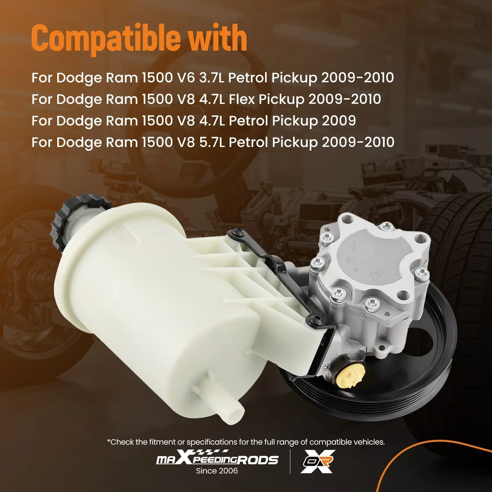 

Power Steering Pump w/ Pulley & Reservoir For Dodge Ram 1500 V6 3.7L 2009-2010