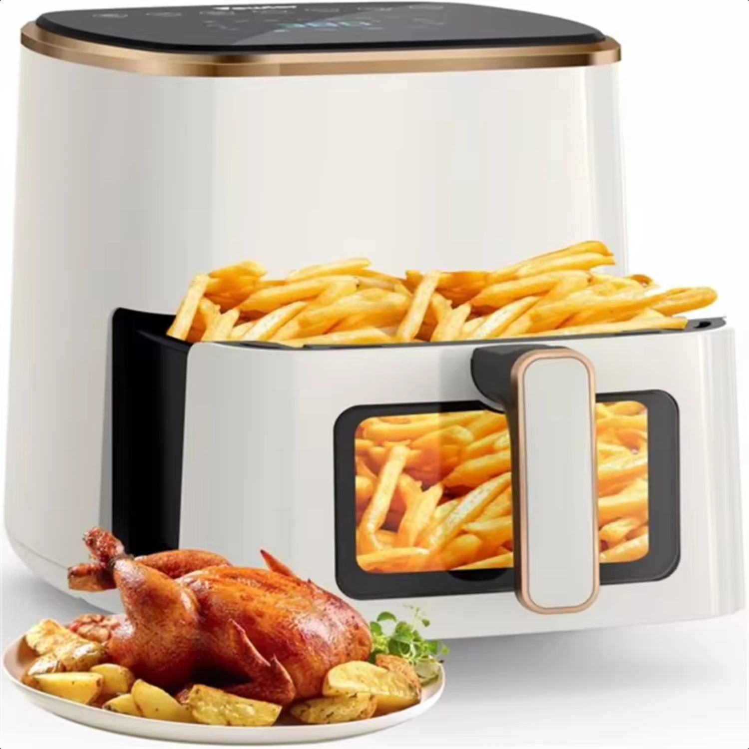 

Air Fryer, 5.3Qt Airfyer with Viewing Window, 7 Custom Presets Large Air Fryer Oven with Smart Digital Touchscreen,Non-st