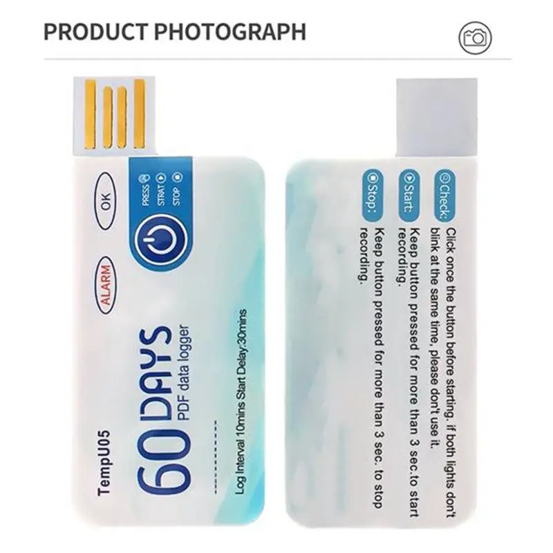 ABLJ Disposable Tempu05 USB Temperature Data Logger 5Pcs 60 Days PDF Report Recording For Cold-Chain Transport