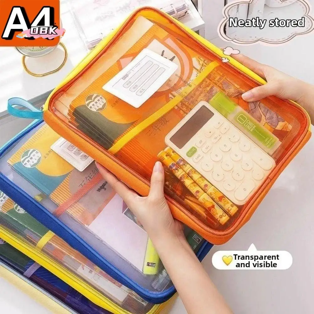 

Sorting Bag Dopamine Test Paper Storage Bag A4 Visible Zipper Mesh Bags Multifunctional Thickened Kids Document Bag Exam Papers