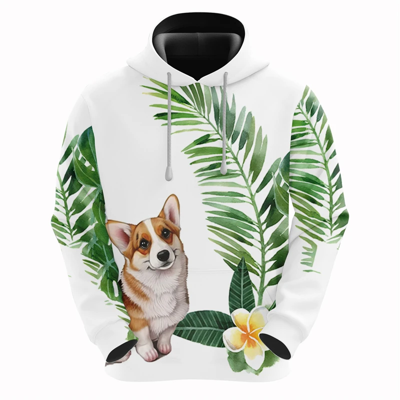 

2024 New Cute Corgi Graphic Hoodies Fashion Men Women 3D Funny Dogs Printed Hooded Sweatshirt Loose Harajuku Kids Pullovers Tops