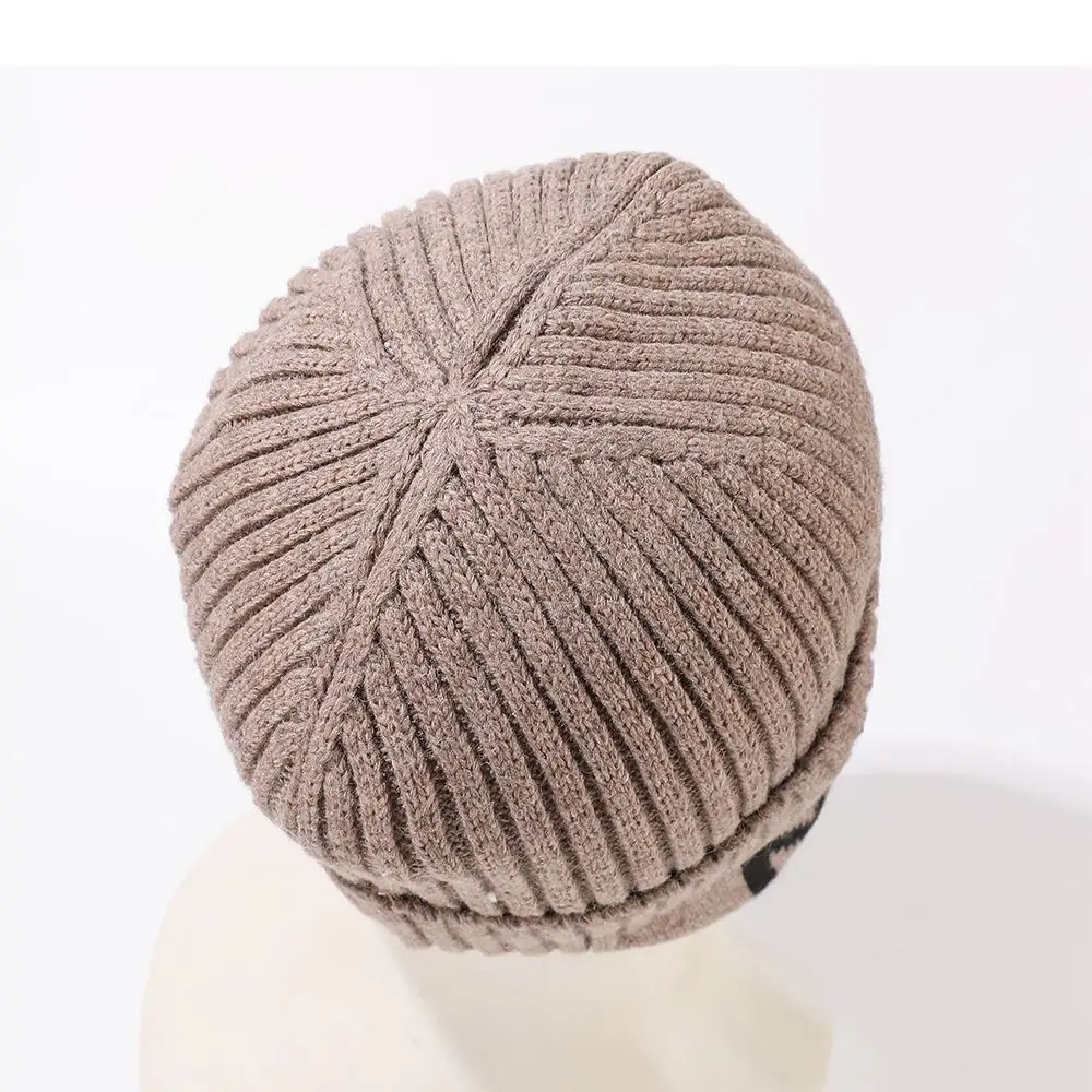 Daily Winter Unisex Knitted Hat Fleece Lined Casual Beanie Cap with Earflap Double Layers Wool Ear Protection Hat for Women Men