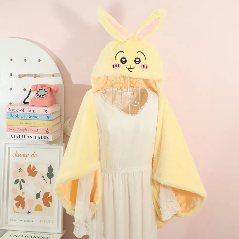 Cartoon Kawaii Cloak Hooded Keep Warm Afternoon Nap Shawl Blanket Meticulous Workmanship Soft Skin-friendly Funny Cute Chiikawa