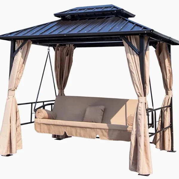 HYS outdoor swing bed rocking chair can sit and lie down dual-purpose swing chair courtyard garden sunshade rain leisure