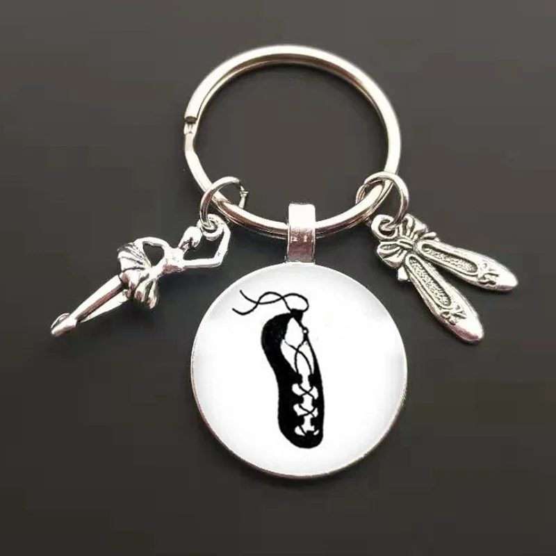 Ballerina Figure Silhouette Keychain Ballet Glass Pendant Charm Keychain Lover Gifts Customizable