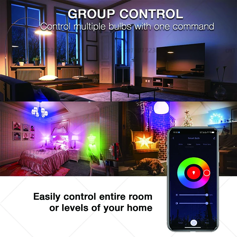 Tuya الذكية واي فاي LED مصابيح كهربائية 110 فولت 220 فولت 10 واط 15 واط 20 واط E27 اليكسا LED مصباح RGB الحياة الذكية APP جوجل مساعد التحكم الصوتي