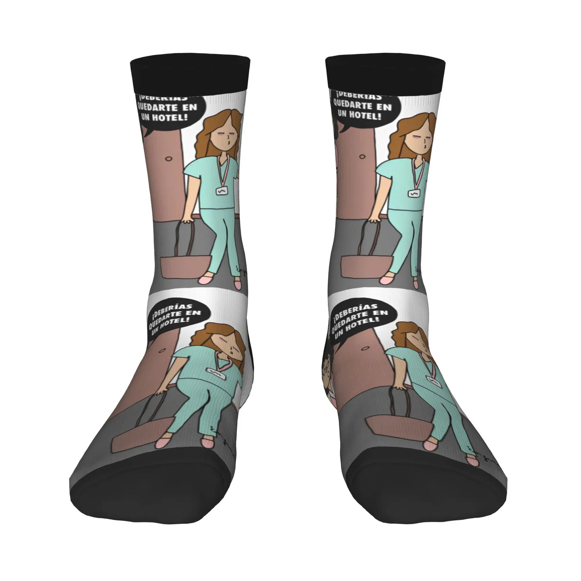 Nurse Enfermera En Apuros Doctor Stockings Funny Socks Couple Quality Socks Autumn Climbing Graphic Anti Bacterial Socks Gift