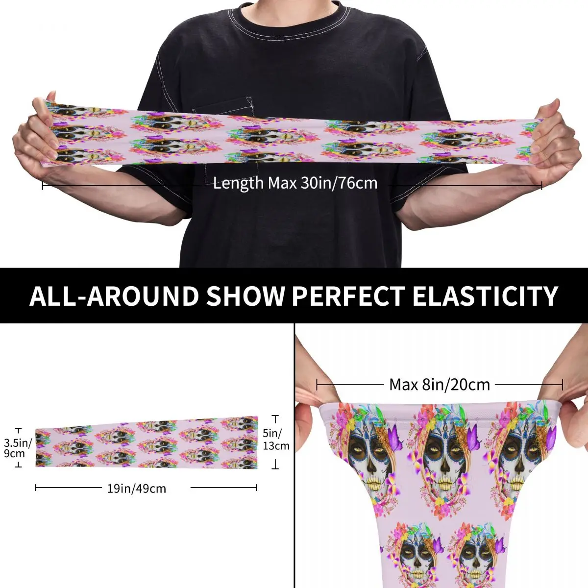 メキシコのカトリーナガール、死者の日、シュガースカル、アウトドアアームスリーブ、日焼け止めUVカットカバー、アイスシルクサイクリングタトゥースリーブ