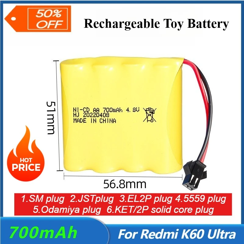 

4.8V 700mAh Rechargeable Battery for Remote Control Car Toy, Car Model, Ship Model, Rechargeable Electric Products Battery Pack