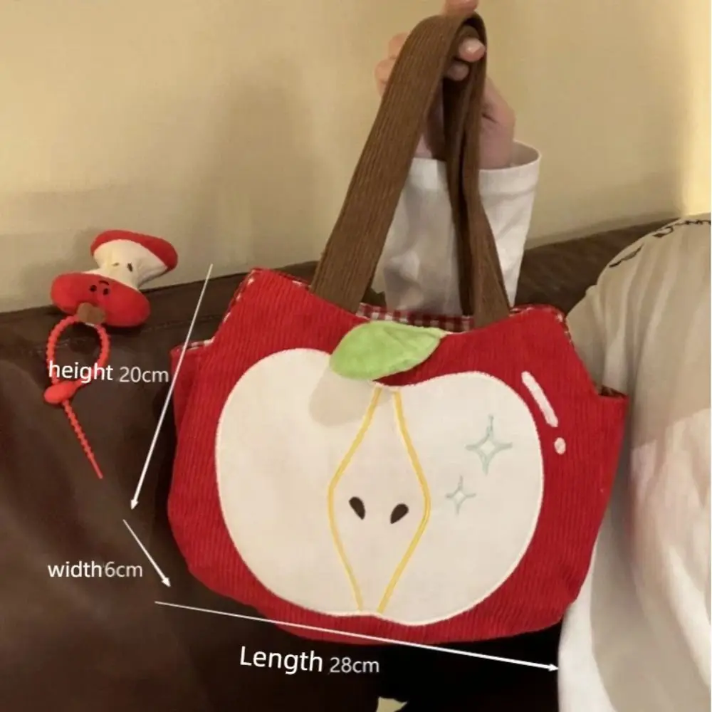 Niedliche Cord-Handtasche, vielseitige Umhängetasche mit großem Fassungsvermögen, rote Canvas-Tasche für Damen und Mädchen – Detail 1