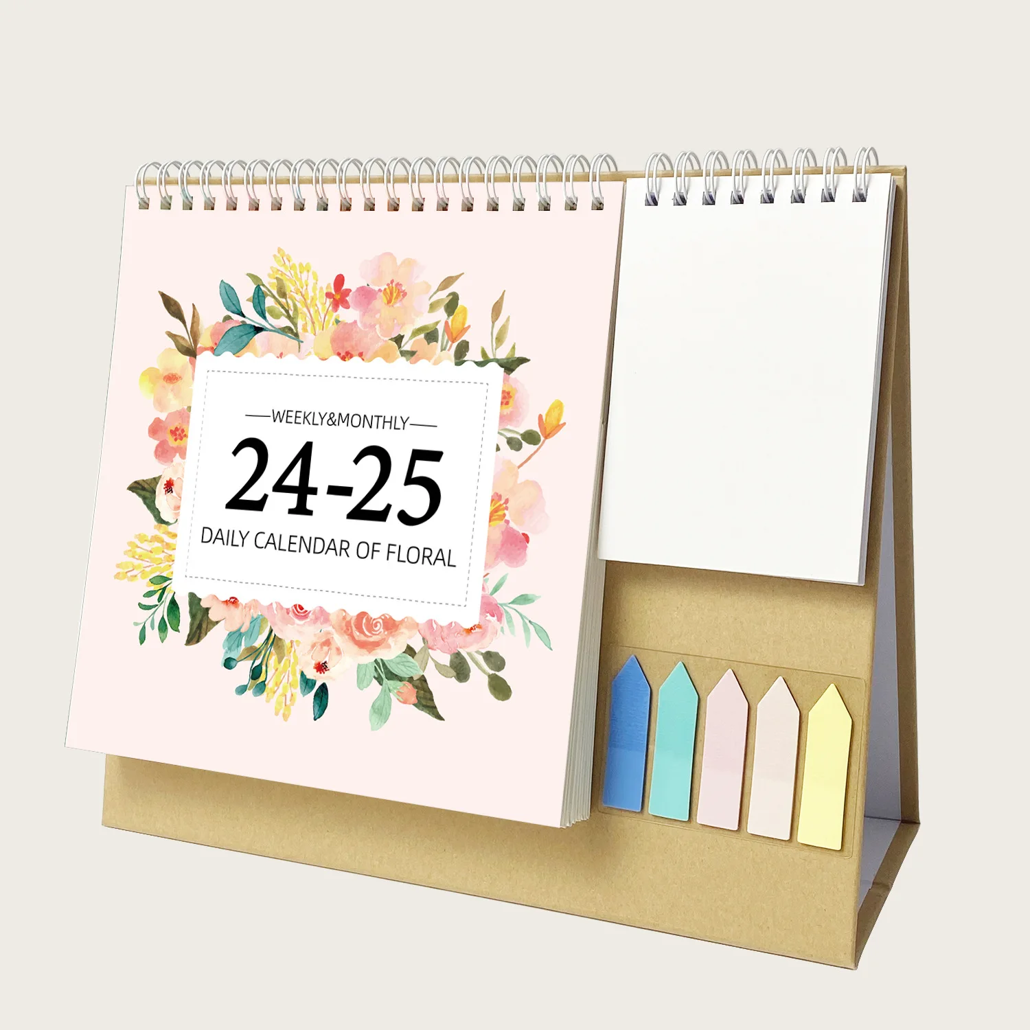 2025 English Desk Calendar with Pocket Notepad Labels 12 Months 2024 Monthly Schedule Planner Desktop Calendar