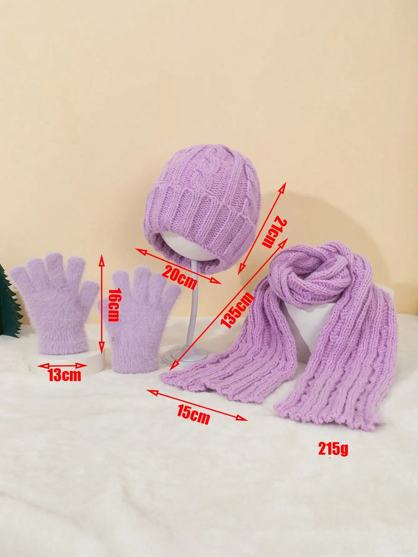 3pcs 2-7Y Kids Boys Cute Cable Knit Hat Scarf Gloves Set, Stylish 3Pcs Knitted Accessory Kit for Children - view 6