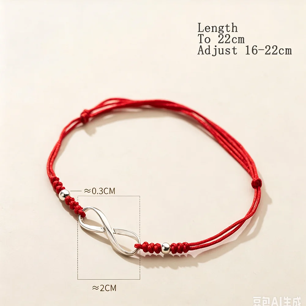 La Monada Infinity Charm Red String Bracelet for Women 925 Sterling Silver Adjustable Lucky Red Thread Bracelet
