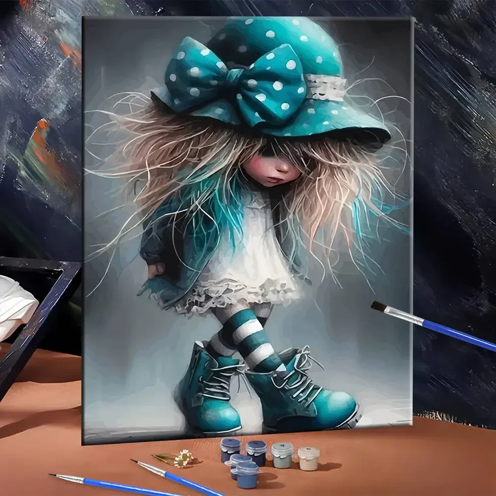 Digital Oil Painting Girl Paint By Number Adult Kit Cartoon Portrait Drawing On Canvas Handpainted DIY Gift Home Decoration