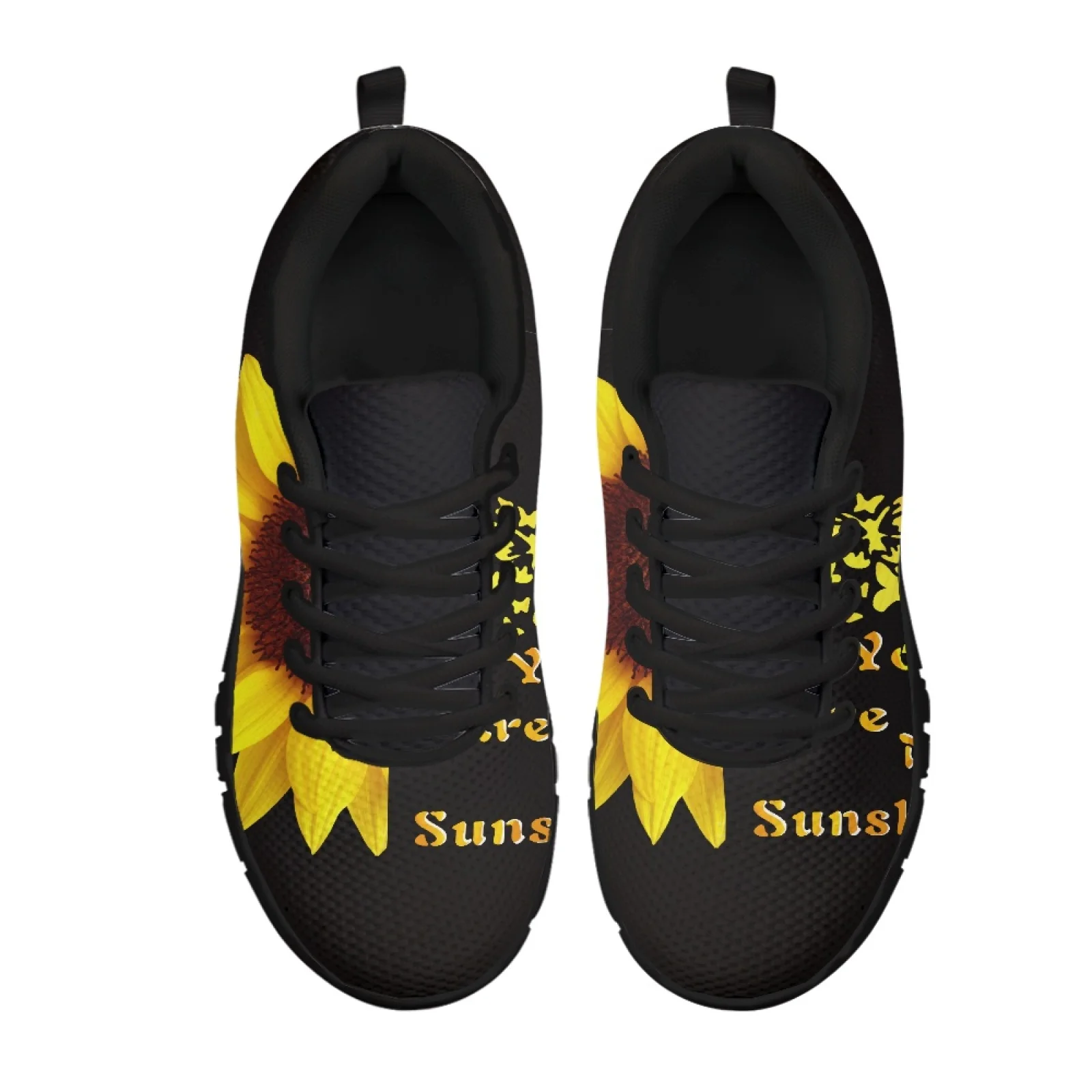 Coloranimal Sunflower Print Women Comfortable Commuting Shoes for Medical Staff Flat Tennis Shoes for Travel