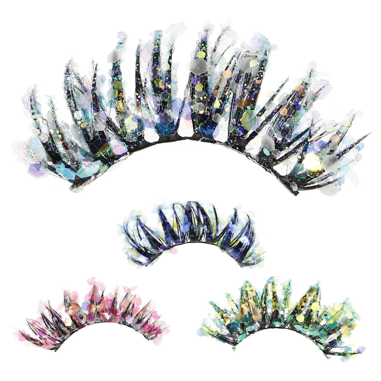 4 أزواج من الرموش الصناعية المضيئة ذات المظهر الطبيعي خفيفة الوزن وقابلة لإعادة الاستخدام ملحقات الرموش الملونة للمكياج والتوهج الليلي