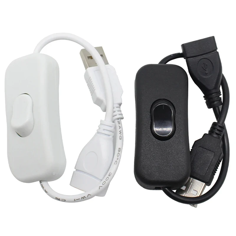 28cm USB Switch Extension Cable Support Data Transmit and Power Supply with On/Off Power Switch for LED Strips, USB Devices