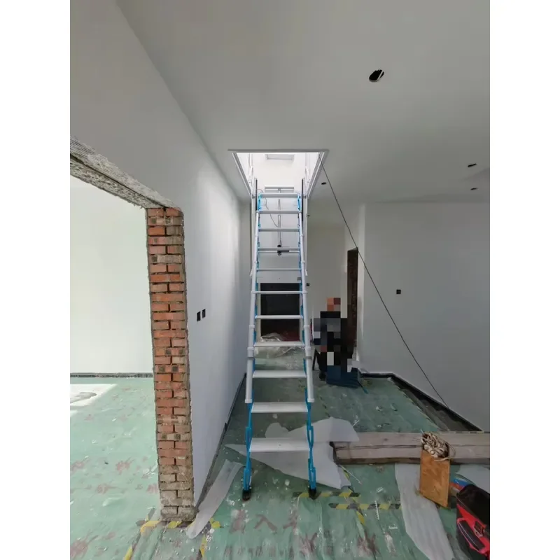 Auto Fold Electric Extension Ladder Metal Construction 300kg Capacity High Safety & Simple Operation Indoor Attic Access