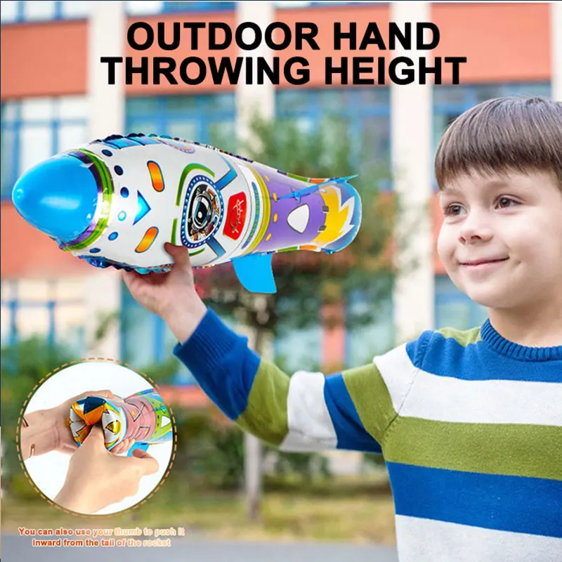 Hand thrown Non-powered Rocket Children's Outdoor sports Parent-child Interactive Toys Inflatable Press Catapult Skyrocket Toy