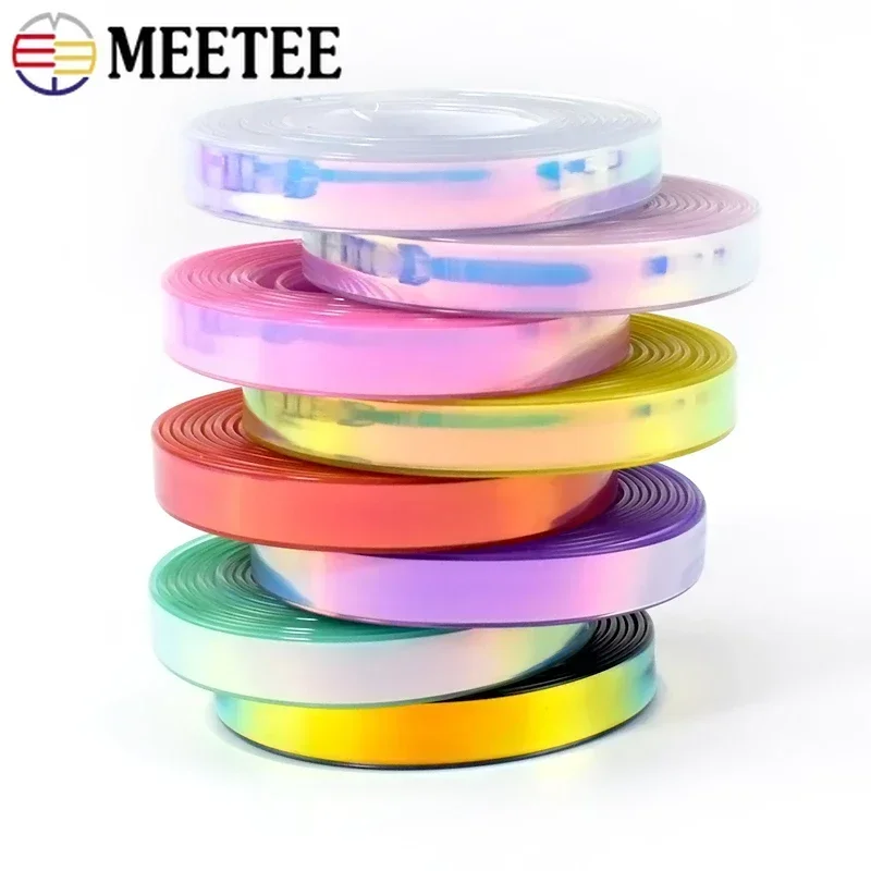 2-5M Meetee 12mm Shiny Silicone Rope Leather Ribbon Cord Keychain Bags Strap Handmade PVC Lanyard Decoration Crafts Accessories