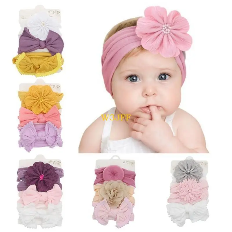 W3JF 3XTODDLLER ADEMEAR FLOLOR HAIR BAND مع هدية شعر البتلة.