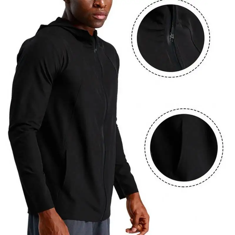 

Men's Sports Hooded Sportswear Outdoor Running Jacket Gym Fiess Clothing Exercise Training Coat Top Breathable Quick Dry Sweat
