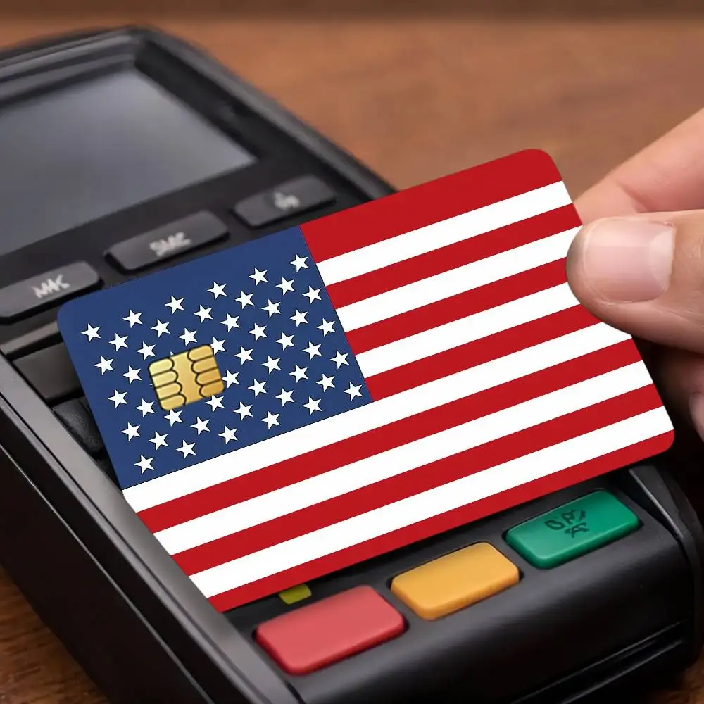 Flag USA Cool Credit Decorative Card Stickers Suitable For Bank Cards Metro Transit Anti-scratch Gift 4PCS
