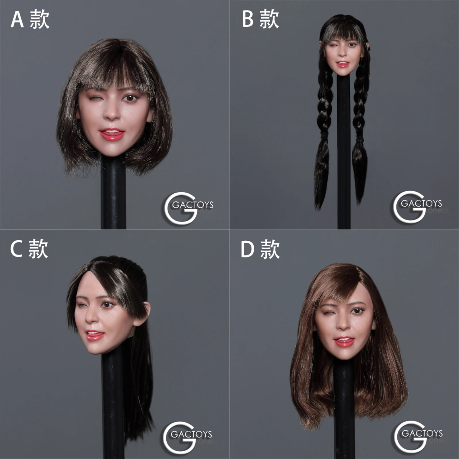 

GACTOYS GC036 1/6 The Asia Beauty Female Head Sculpture Carving with Long Hair Model Fit 12" TBL Rubberized Body Action