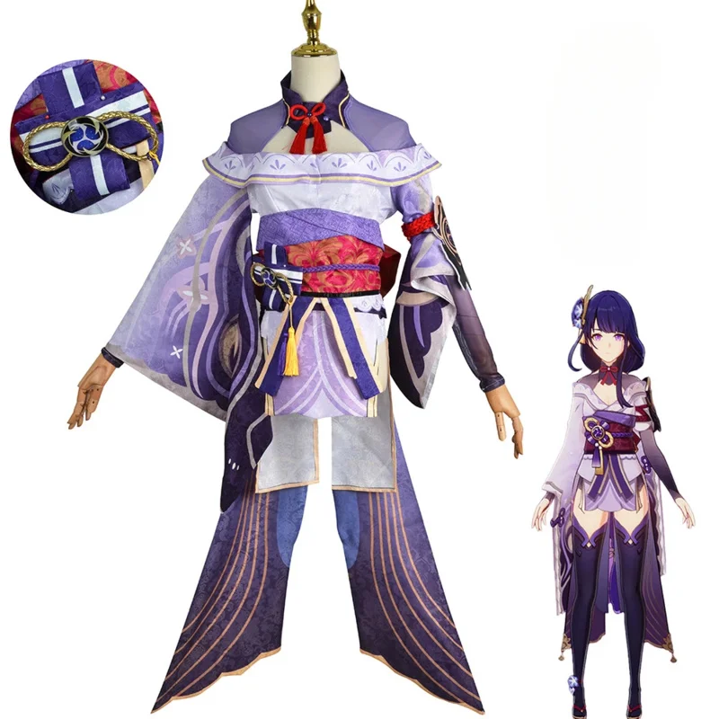 

2025iyi Gensh InImpact Raiden Shogun Косплей Костюм Баал Аниме Игры Женское Платье в китайском стиле Униформа Парик для Хэллоуина