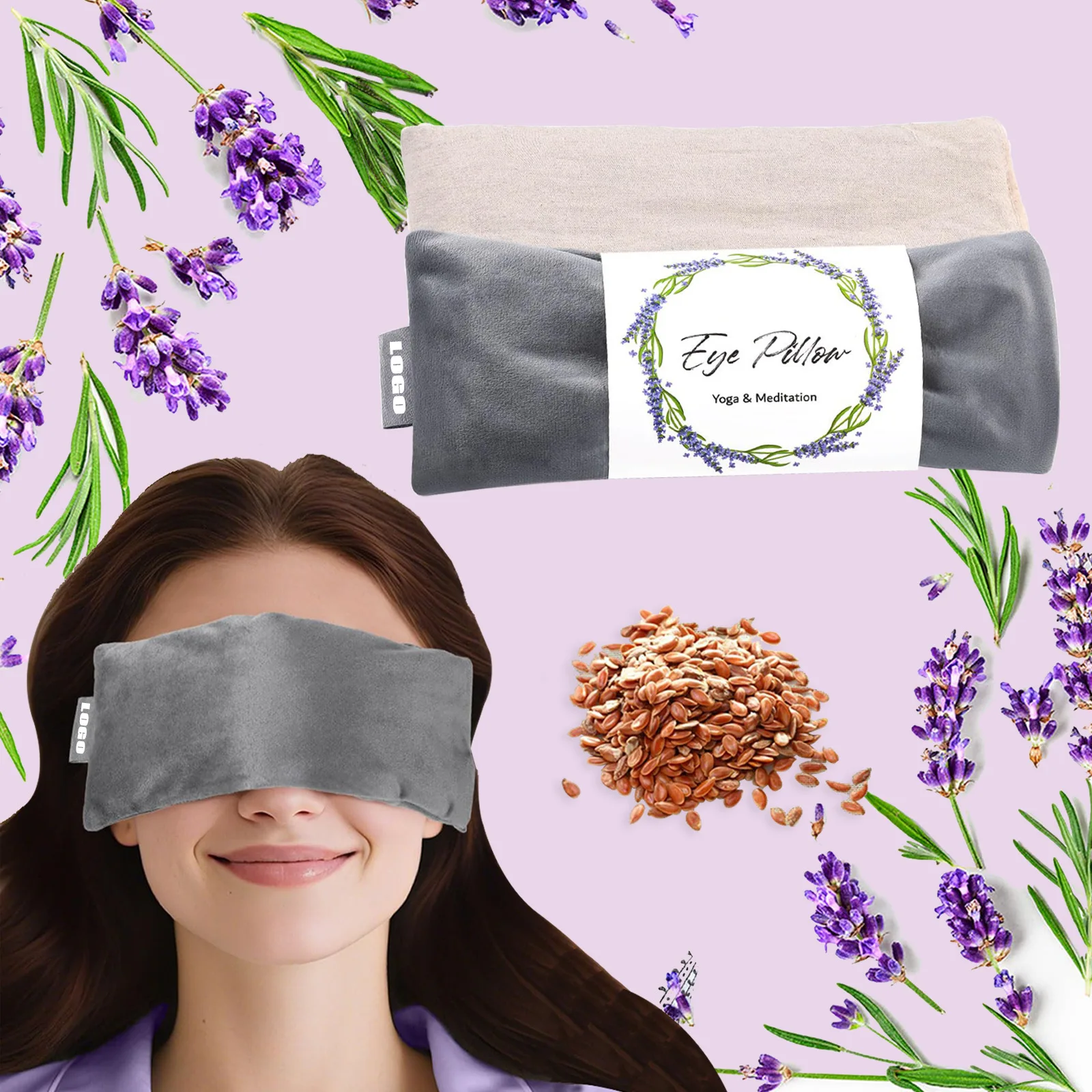 

Lavender Eye Pillow for Dry Eyes Hot & Cold Compress with Aromatherapy for Yoga Relaxation Sleeping Microwavable Weighted Mask