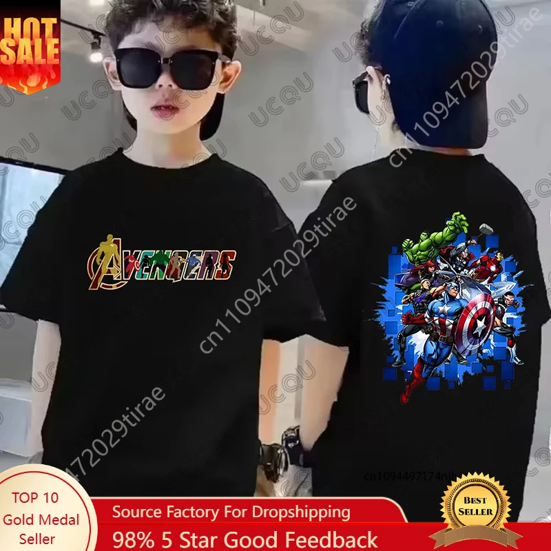

Marvel Marvel Superhero Series Cartoon Print Cotton Ren T-shirt Summer Short Sleeve Tees Clothes Casual Kids/ Adult Top Cosplay