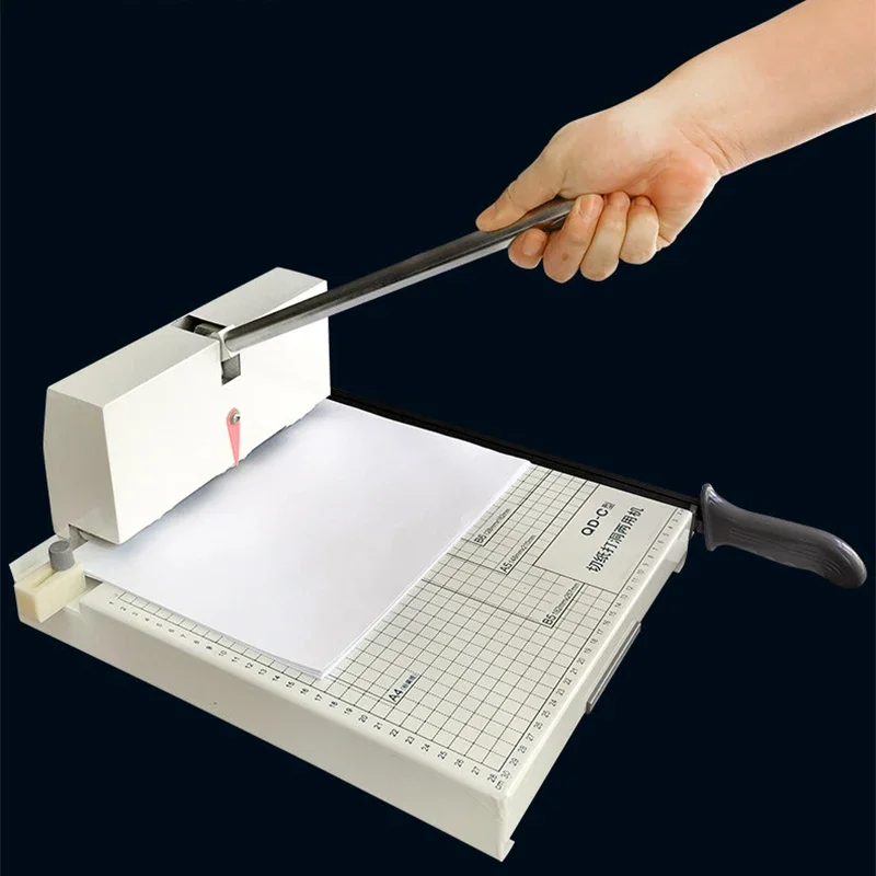 2-in-1 Manual Paper Punch and Cutter with Three-Hole Punch and Cutter Blade, Multifunctional Design, Precise Graduations, Solid