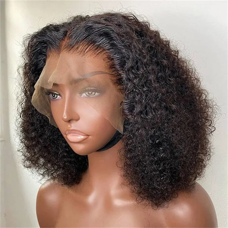 

Glueless Soft 180Density Black Kinky Curly 20Inch Lace Front Wig For Women BabyHair Heat Resistant Preplucked Daily