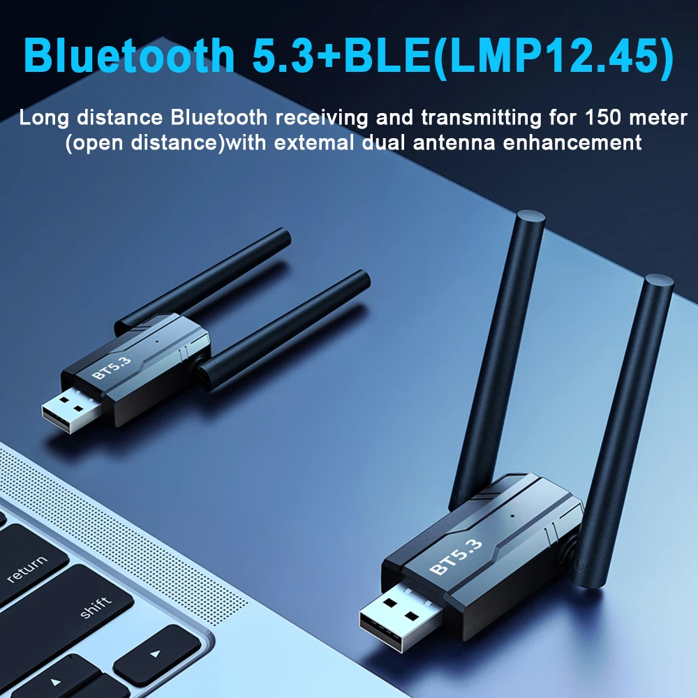 Adattatore USB Bluetooth 5.4 da 150 m Dongle 5.3 per PC Mouse wireless Tastiera Musica Audio Ricevitore Bluetooth Trasmettitore Driver gratuito