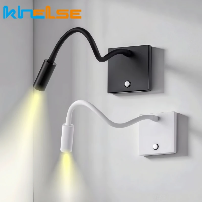 

Modern LED Reading Wall Lamp 3W Rotatable Hose Bedside Sconce Bedroom Study Living Room Decor Wall Lights With Switch AC110/220V