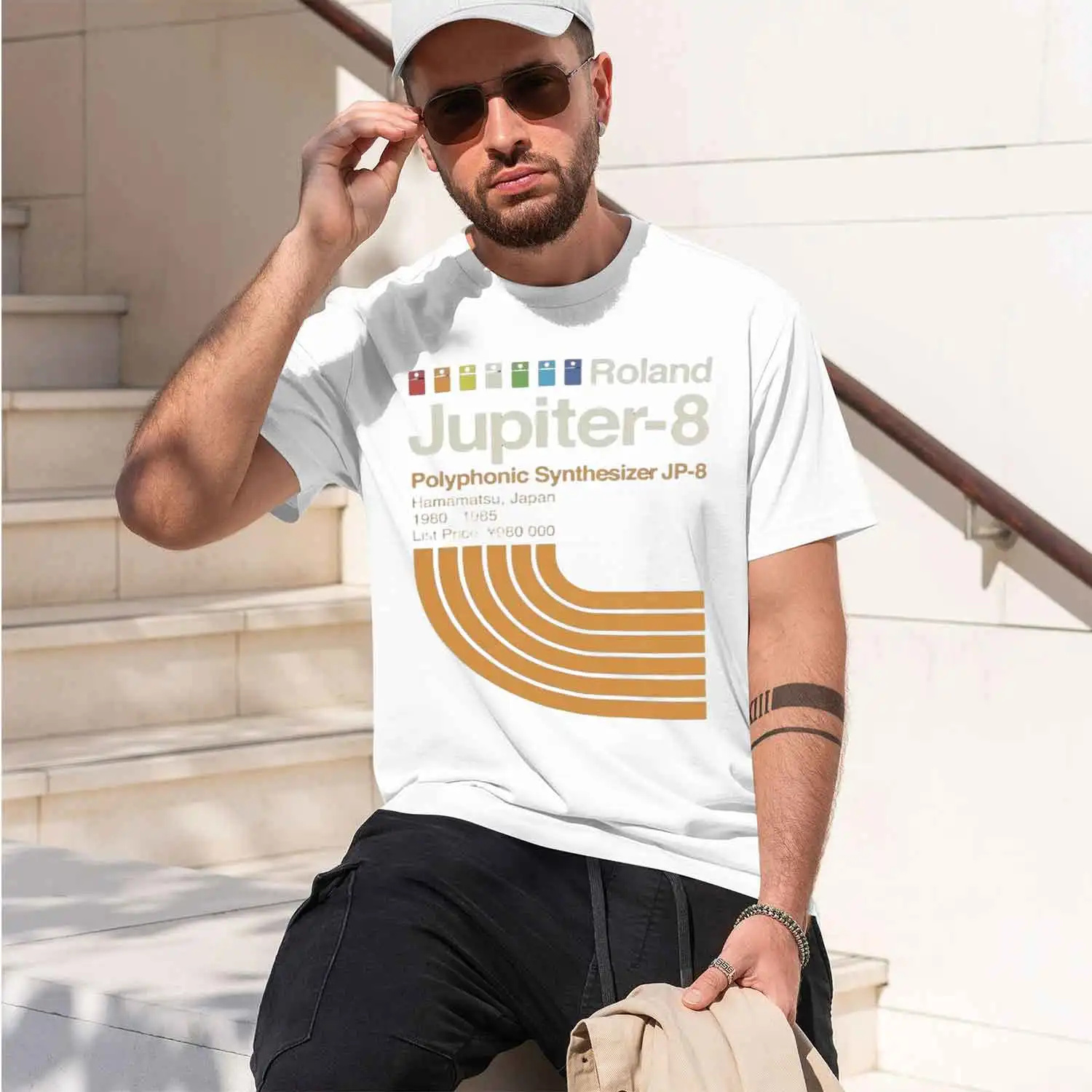 Summer 2026 New Rolan Jupiter-8 Synthesizer Pattern T-shirt High Quty Fashion Casl Breathable Men's Crew Neck Print T-shirt 2026