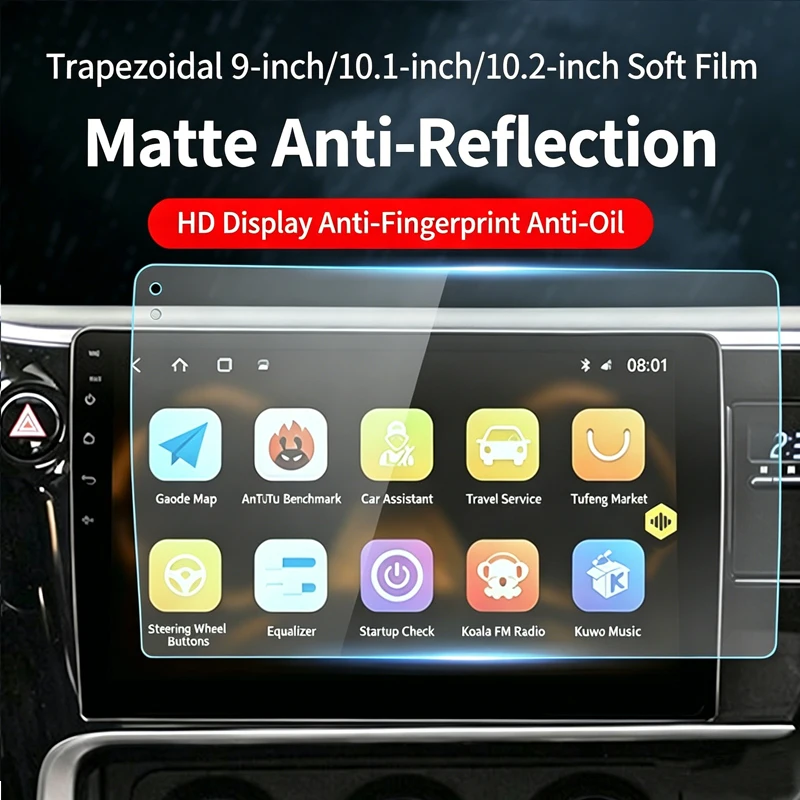 Anti-Glare Matte Car Navigation Screen Protector Trapezoidal Dash Display Film For 9/10.1/10.2 Inch Central Control Touch Screen