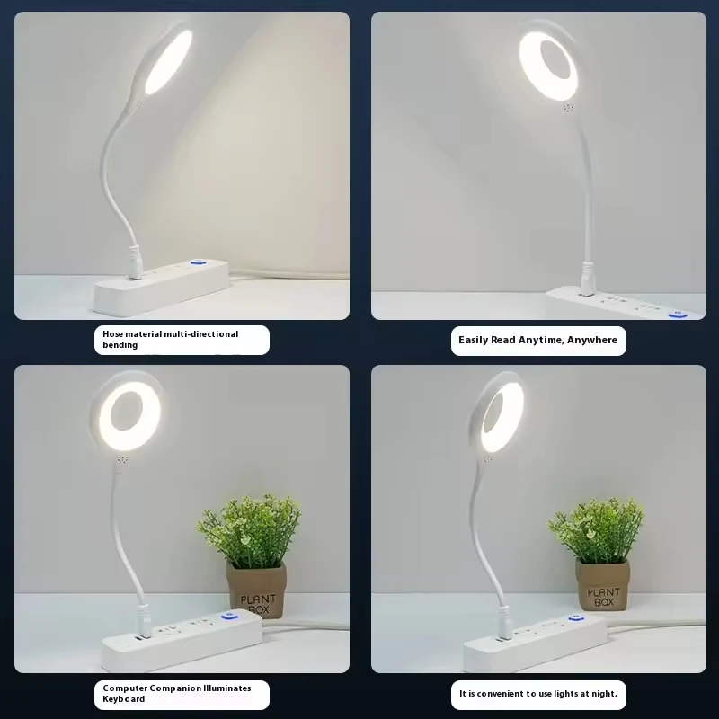 2 قطعة USB LED مصباح طاولة ذكي لون واحد درجة الحرارة خرطوم مرن المحمولة القراءة التعلم الخفيفة
