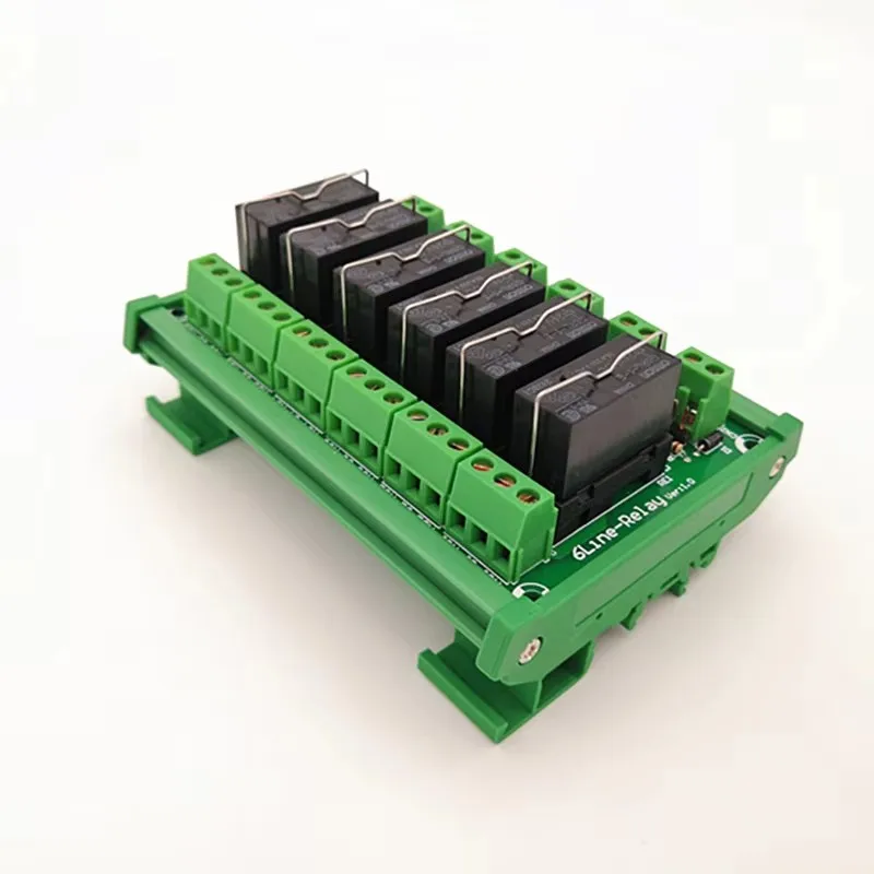 DIN Rail Mount 6 Channel SPDT 16A Power Relay Interface Module,G5RL-1-E 24VDC Relay.