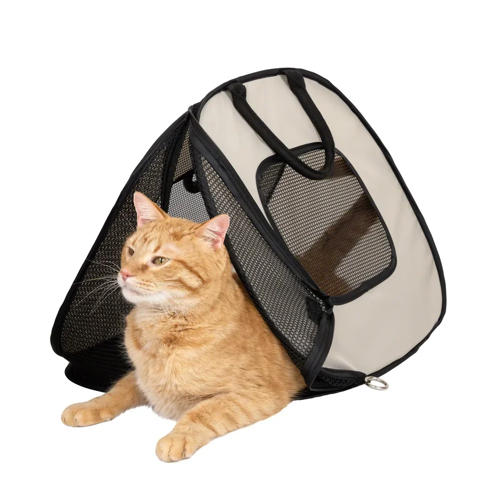 حقيبة سفر للقطط ناعمة قابلة للطي وخفيفة الوزن ومحمولة مع ألواح شبكية وسحابات آمنة وقابلة للغسل لحمل الحيوانات الأليفة للقطط حتى