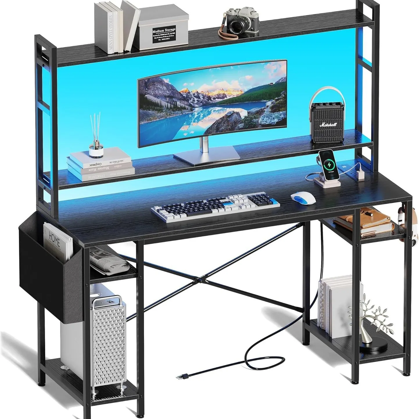 Home computer LED ambient light power socket office side monitor bracket hook game table