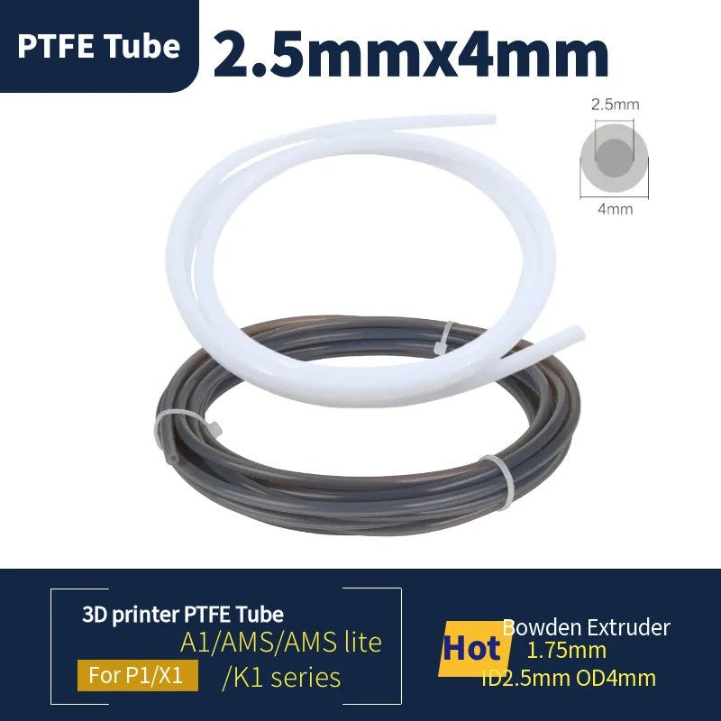 For Bambu Lab P1P AMS A1 Mini 3D Printer PTFE Tube Teflonto Bowden Extruder 1.75mm ID2.5mm OD4mm Bambulab 3d Filament Parts