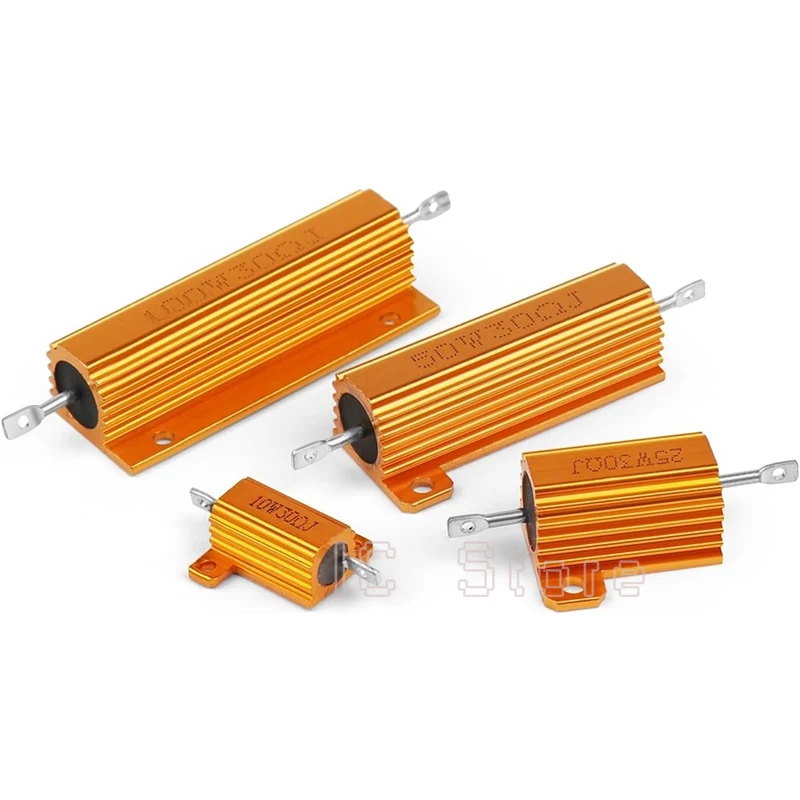 10PCS 50W 100W Wirewound Resistor RX24 Aluminum Power Metal Shell Case Resistance 0.01R~100K 1 1.5 6 8 10 20 200 500 1K 10K Ohm